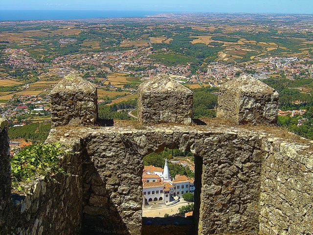 View from the Castle of the Moors featuring Sintra's Palace