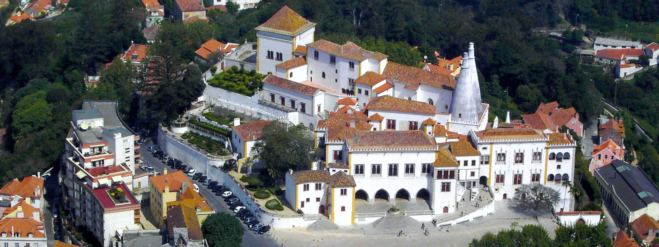 Sintra National Palace viewed from the Moorish Castle