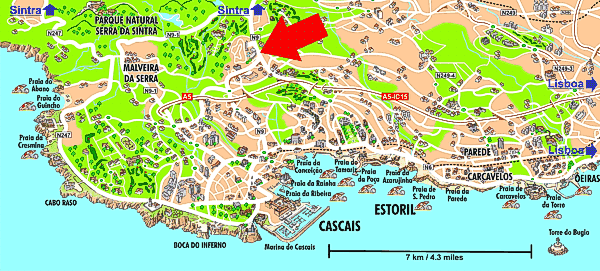 Map location in Portugal - Lisbon Coast - for Hotel Atlantis Sintra Estoril