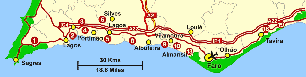 Map of the Algarve