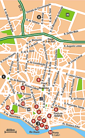 OPORTO PORTO antique town city plano de la cidade. Portugal mapa