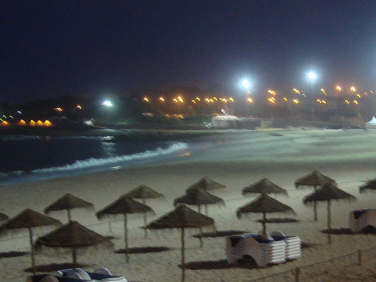 Santo Amaro Beach at night in Oeiras, Portugal