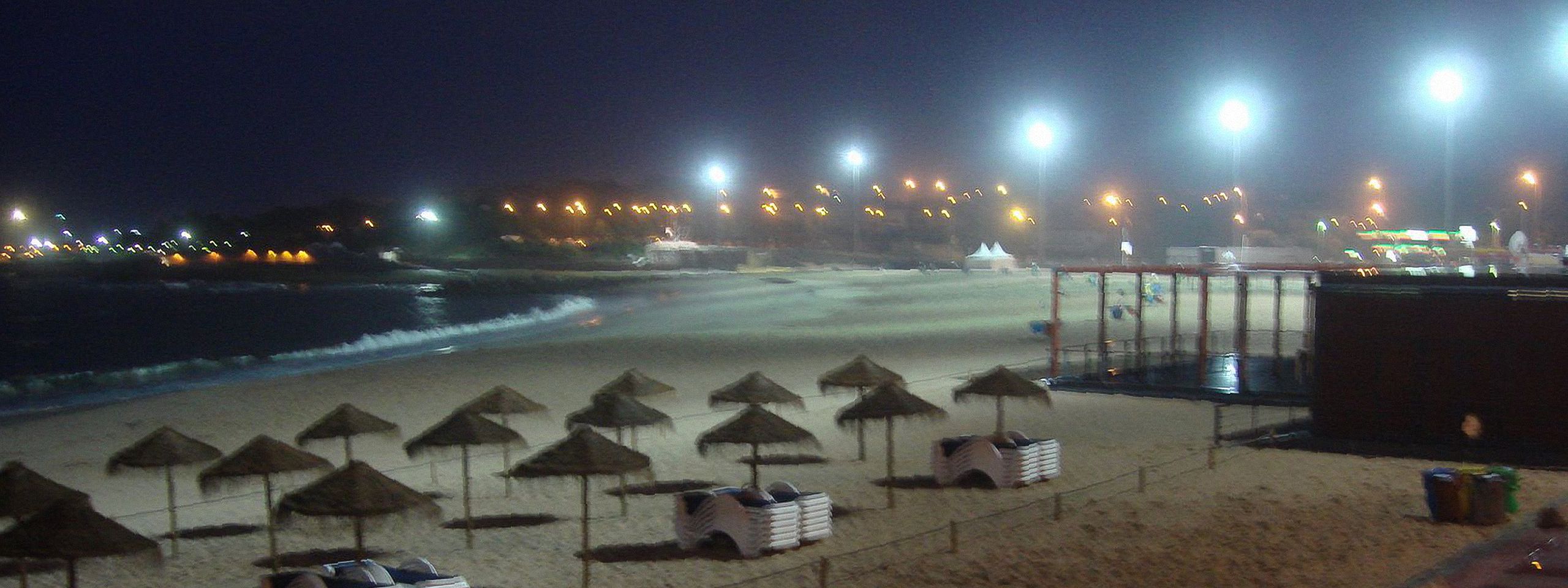Santo Amaro Beach at night in Oeiras, Portugal