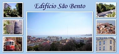 Edificio São Bento Apartments, vue en mosaique de lisbonne et du Taje à partir de l'un des appartements de l'immeuble ainsi que d'autres parties de la ville